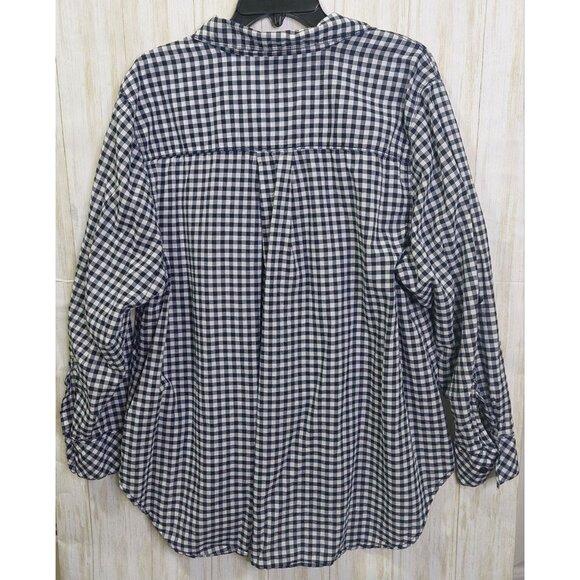 Lane Bryant Womens Blue & White Plaid Button-Up Shirt 24W Long Sleeve Cotton - Picture 13 of 13